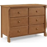 Delta Children Universal 6 Drawer Dresser, Interlocking Drawers, Chestnut | Greenguard Gold Certified, 6 Drawer Dresser for the Nursery &amp; Bedrooms, Wood Kids &amp; Nursery Storage, Interlocking Drawers