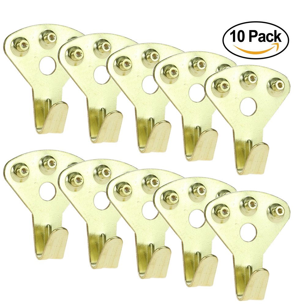 75 lbs Picture Hangers Hooks Heavy Duty Picture Hanging Kit with Nails for Wall Mounting Golden 10 set