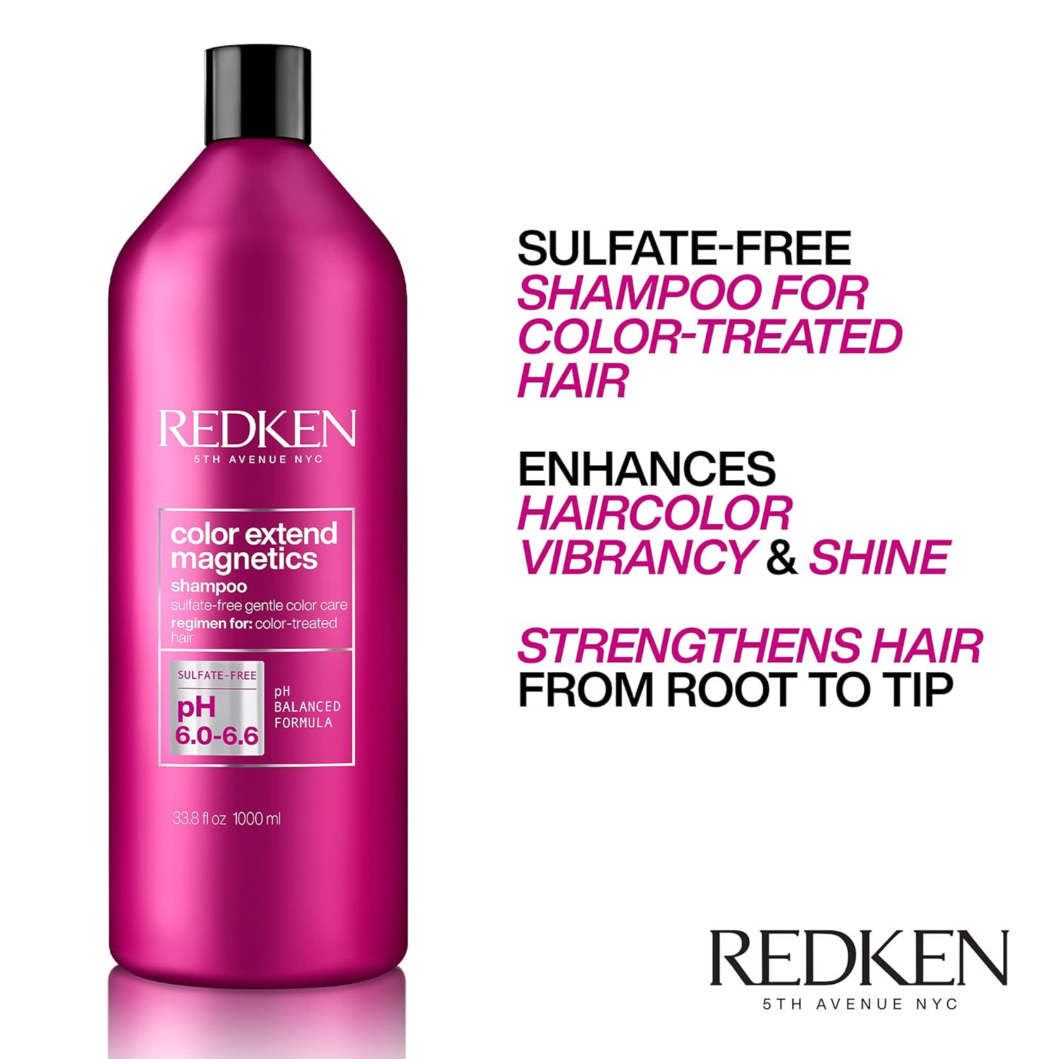 Redken Color Extend Magnetics Shampoo | For Color-Treated Hair | Gently Cleanses & Protects Color | With Amino Acid | Sulfate-Free | 33.8 Fl Oz: Premium Beauty
