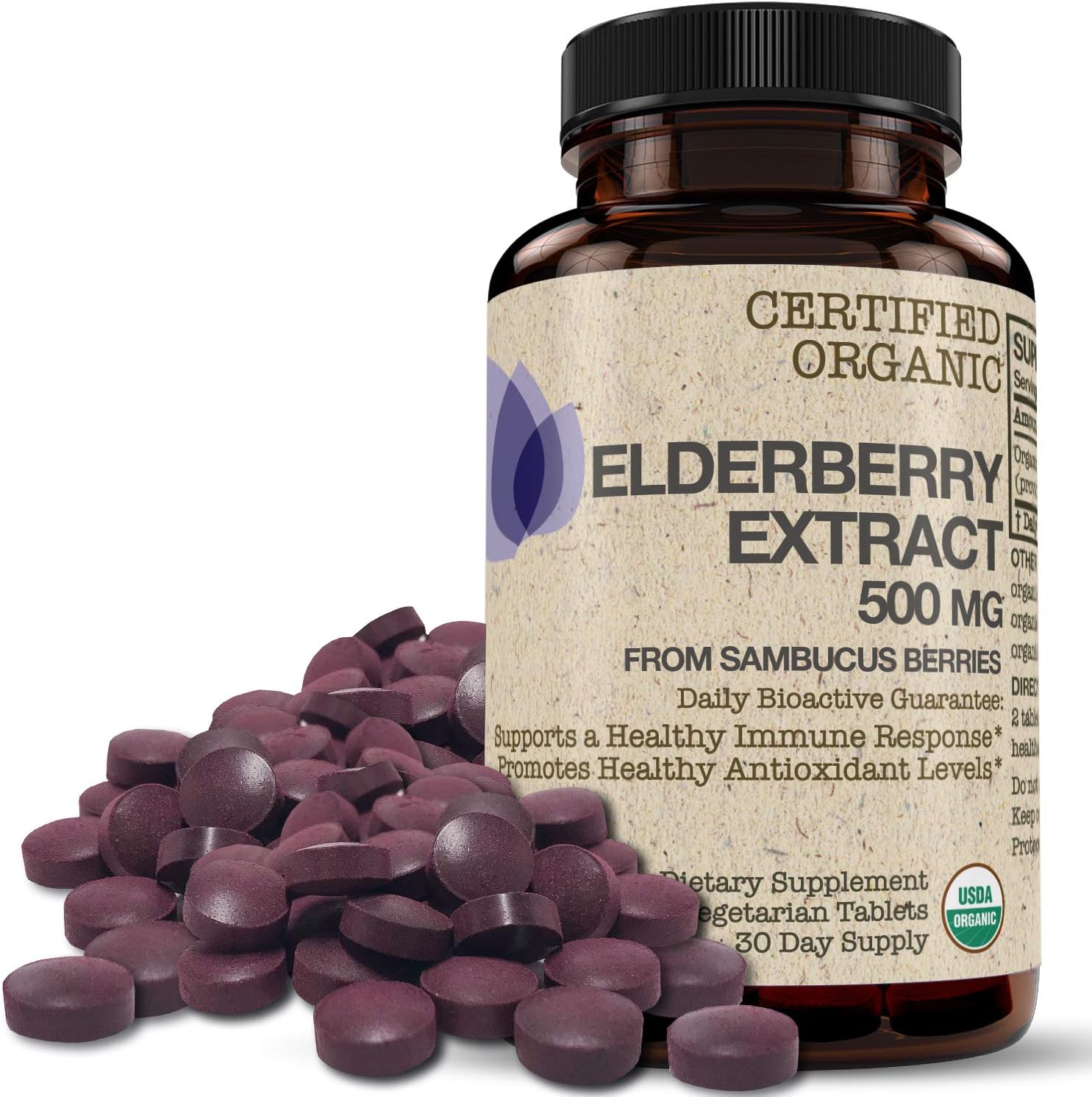 Futurebiotics Elderberry Extract 500 mg USDA Certified Organic from