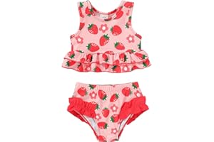YOUNGER TREE Toddler Baby Girls Summer Swimsuit Sleeveless Striped Swimwear Two-Piece Suit Beach Bikini