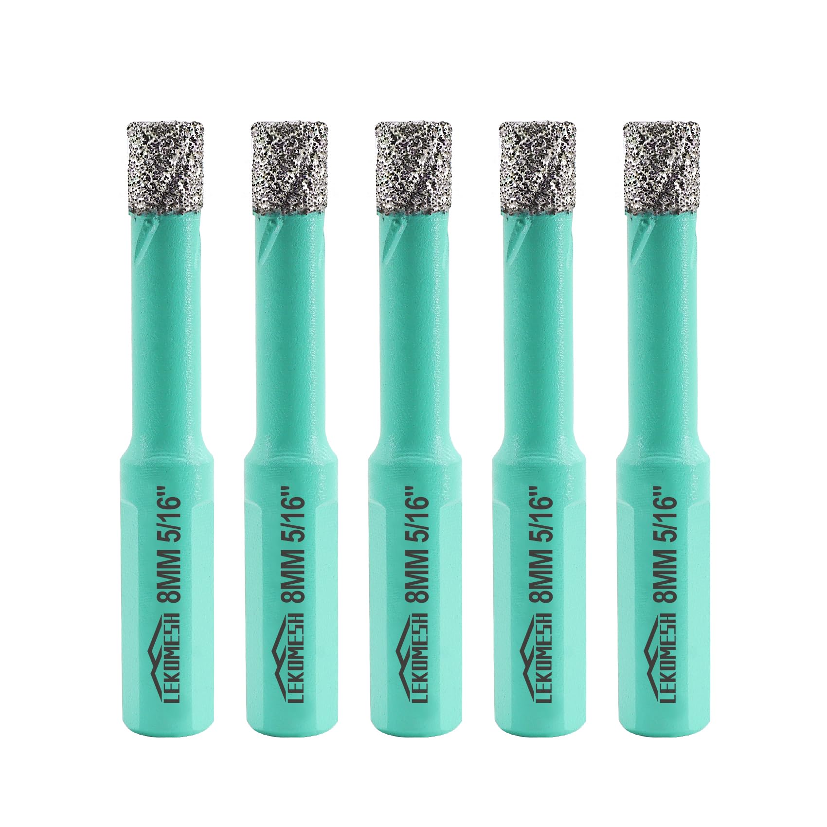 LEKOMESH Diamond Drill Bit Kit - 5pcs 8MM Diamond Hole Saw with Triangle Shank for Porcelain Tile Drill Bits for Ceramic Porcelain Tile Marble Granite Artificial Stone Quartz,Vacuum Brazed — image 1