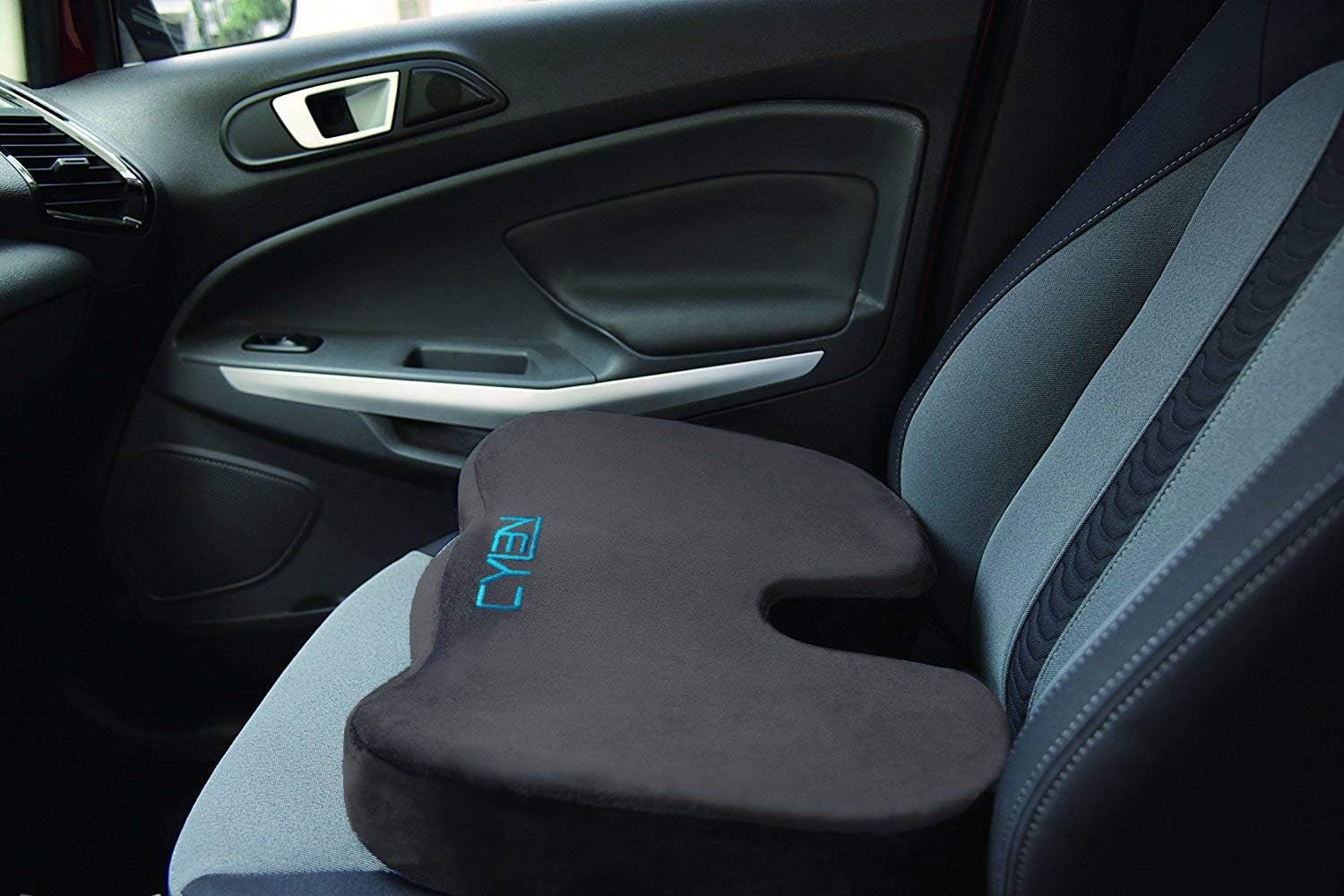 CYLEN Home-Memory Foam Bamboo Charcoal Infused Ventilated Orthopedic Seat Cushion for Car and Wheelchair - Washable & Breathable Cover (Black): Home & Kitchen