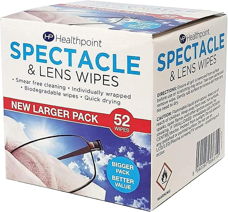 Healthpoint Glasses Wipes 312 Individually Wrapped Lens Wipes Multi-Purpose