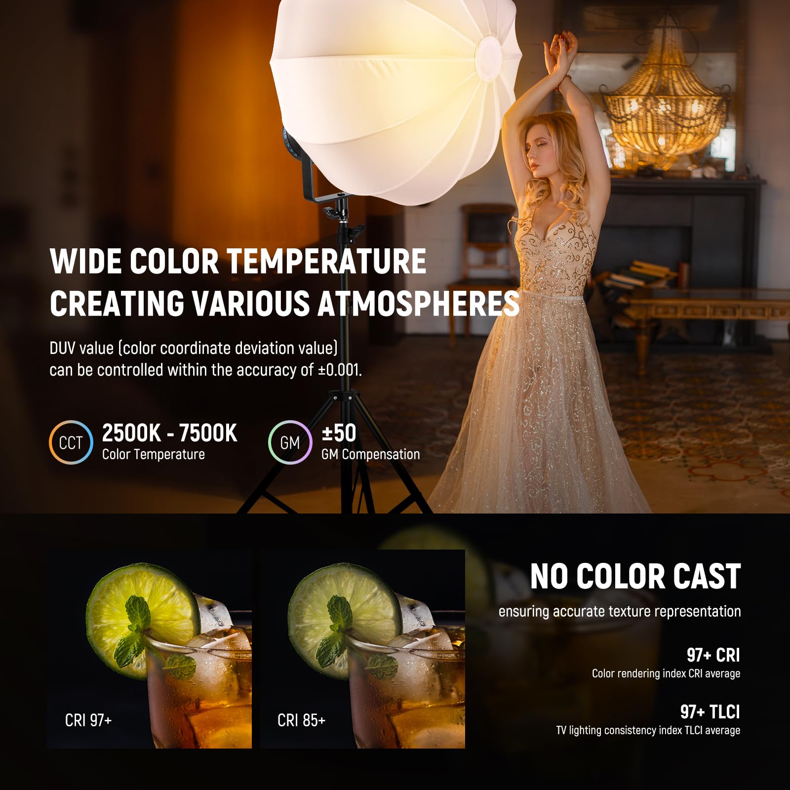 NEEWER CB 300C RGB LED Video Light with Reflector, 300W, APP/2.4G Control, 17 Scenes 29600Lux/1m 2500-7500K CRI97+/TLCI97+ Full Color Bowens COB Continuous Output Lighting Dimmable for Studio Filming