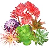 QUOZUO Artificial Succulent Plants, 6pcs Mini Fake Succulents Plants for DIY Crafting Home Wall Office Decoration (excluding pots)