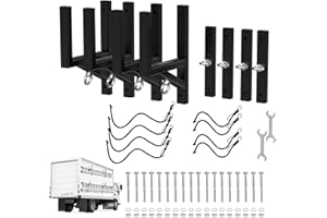VLAENG Cargo Trailer Ladder Rack-400lb Load-Carry 2-4 Ladders-Adjustable Aluminum Side Mount RV Ladder Rack-Rubber Pads/Bungee Cords/Hooks for Open/Enclosed Trailer/Garage/Shed Exterior/Interior Wall