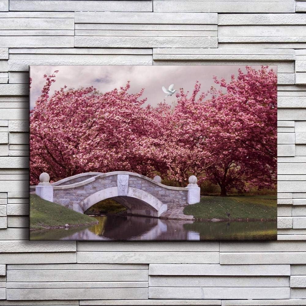Impresiones Lienzo póster 1 Pieza Puente de Flor de Cerezo río Dove