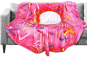 NDENO Novelty Tortillas Blanket Burrito Bed Throw Blanket Adult Size Cozy Plush Blanket for Bedroom Living Rooms Sofa Couch Flannel Cute Blanket Gift for Teen Kids (Donut, 60 in)