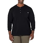 Dickies Men's Long Sleeve Heavyweight Henley, Black, Medium