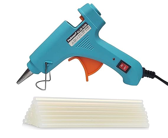 Fadman Electric 20W Turquoise Mini Hot Melt Glue Gun With 20 Pcs Hot Melt Glue Stick Standard