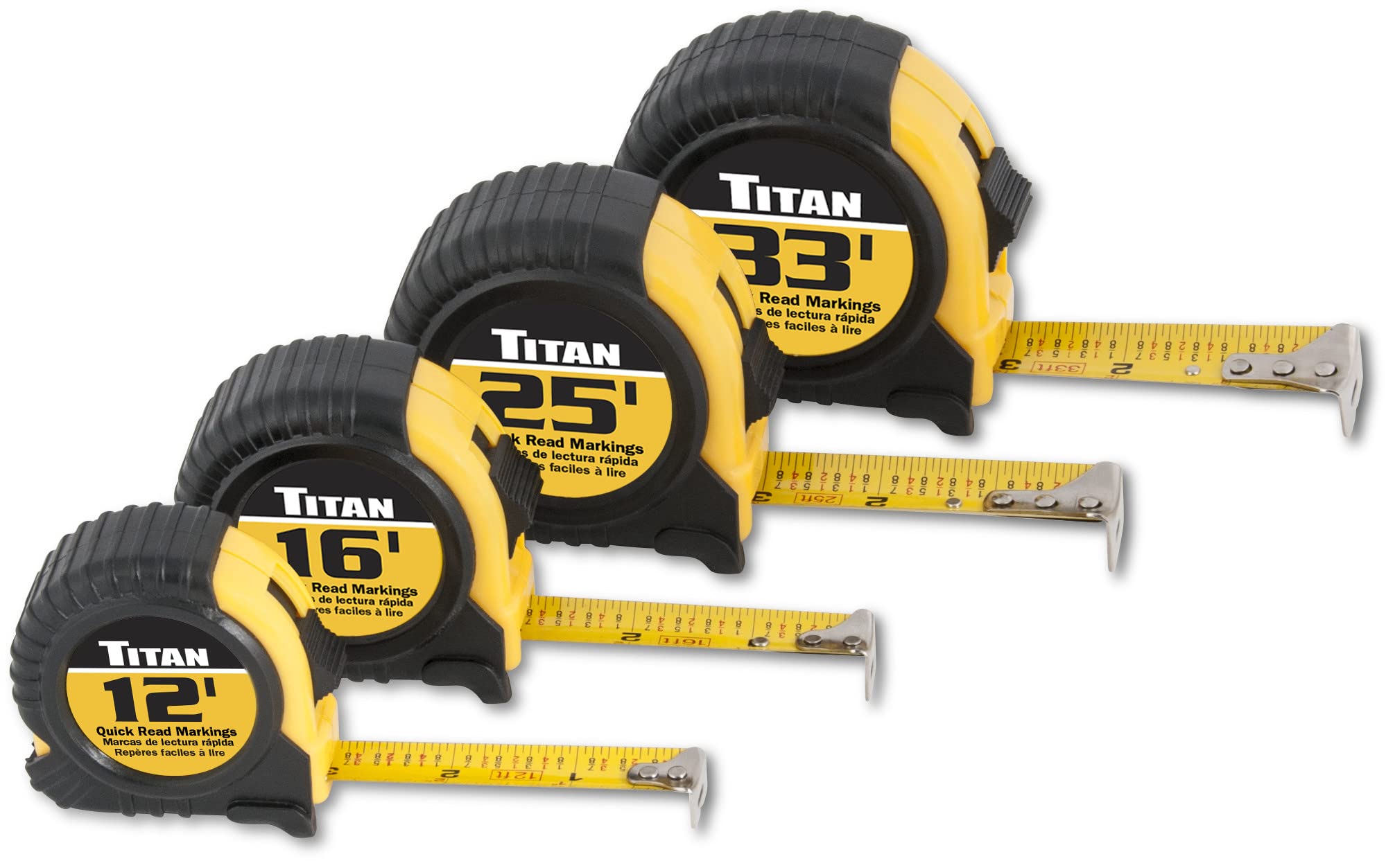 Titan Tools 10902 Tape Measure Set - Black (4-Piece)
