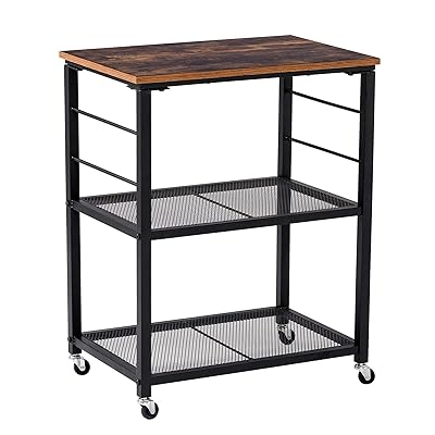 Yasmine 3-Tier Industrial Storage Cart on Wheels with Lockable Cabinet