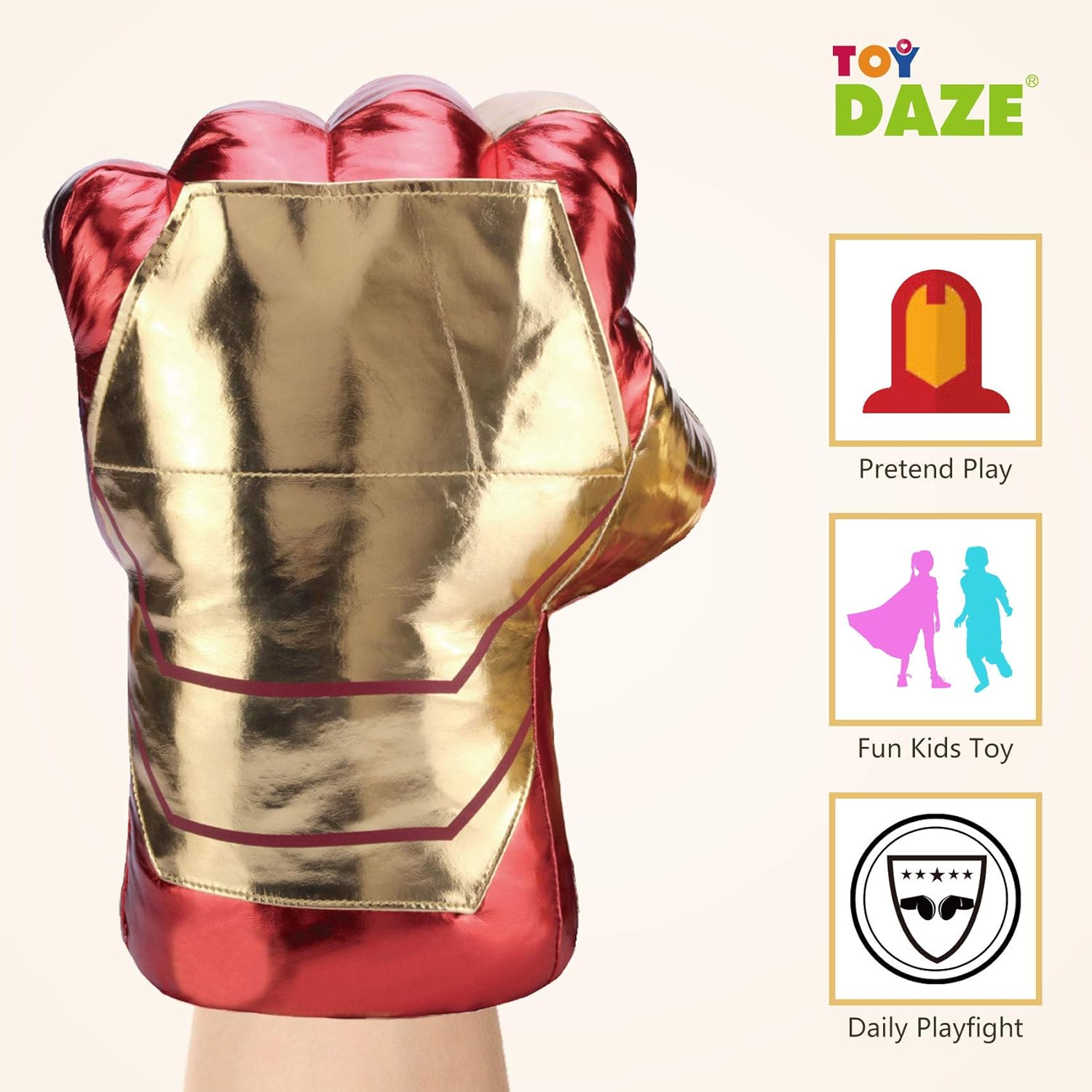 Toydaze Iron Man Hands Ironman Gloves for Kids, Iron Man Fists Soft Plush Stuffed Toys, Accessories to Iron Man Costume, Helmet, Mask, 1 Pair: Toys & Games