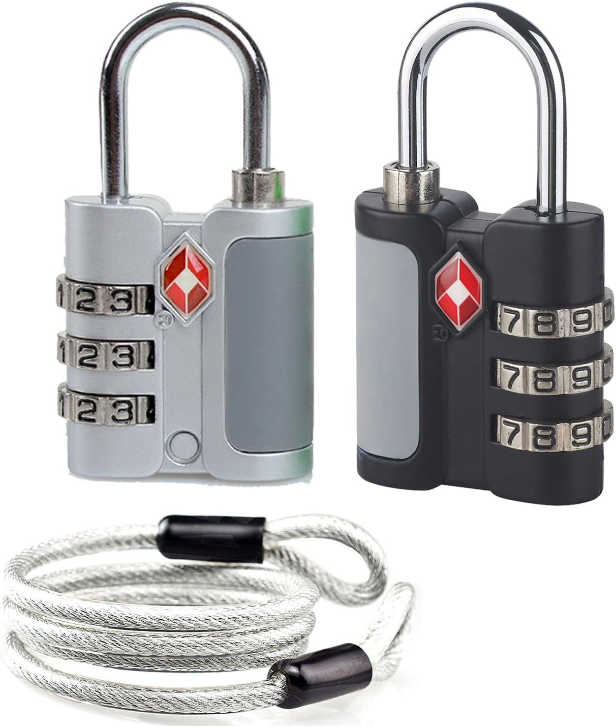 TSA Schloss 2er Set Reiseschloss Kofferschloss Gepäckschloss Kabelschloss Vorhängeschloss TSA Schloss 2er Set Reiseschloss Kofferschloss Gepäckschloss Kabelschloss Vorhängeschloss