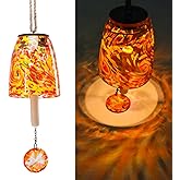 Taman Solar Wind Chime - 28" Glass Solar Lights Wind Chimes Valentine's Day Gift for Outside Deep Tone Decorative Mother's Day Memorial Gift for Home, Outdoor, Yard, Patio, Balcony, Garden Decor