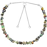 CRYSTALINES AAA Grade Natural Gemstones Uncut Chips Beads Bolo Bracelet, Polished Nuggets Stones, Handmade Boho Jewelry, Wicca & Reiki Healing Crystals, Christmas Gift for Women, 10inch