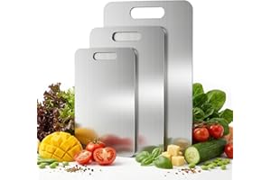 3Pcs Stainless Steel Cutting Board Set, Chopping Boards for Kitchen, Dishwasher Safe, Odor-Resistant Prep Station for Meat, V