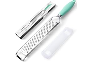 Rainspire Zester Grater with Handle, Lemon Zester Cheese Grater for Kitchen Stainless Steel, Parmesan Cheese Garlic Nutmeg Ch
