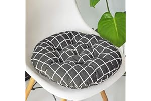 vctops Bohemian Soft Round Chair Pad Garden Patio Home Kitchen Office Seat Cushion Grid Balck Diameter 16"