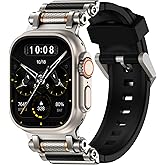 TAURI Silicone for Apple Watch Bands Ultra 3/2/1 49mm [Liquid Silicone Strap + Stainless Steel Metal Connector] Sport Band for iWatch 49mm Adjustable Band Men Women, Black