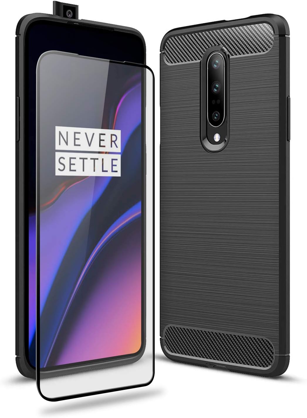 Olixar for OnePlus 7 Pro Case with Screen Protector - 360 Full Body Coverage Hard PC - Dual Layer Rugged Heavy Duty Cover - Shockproof Tempered Glass - Sentinel - Black