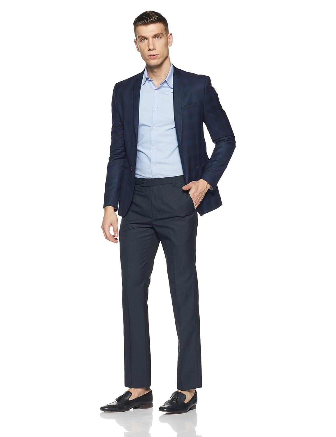 arrow men's pleat-front poly viscose formal trousers