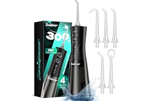 SONICFLOSSER Portable Water Flosser for Teeth Pick - Cordless Electric Oral Irrigator for Adults & Sensitive Gums 300ML Braces Cleaning 5 Jet Tips, IPX7 Waterproof for Travel, Rechargeable BPA-Free 4 Modes