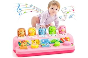 Duchong Toys for 1 Year Old Girls, Interactive Pop Up Toy with Music & Light, Montessori Learning Toys for Infant Baby Toddler 9-12-18 Months, First 1st Birthday Gifts for Girls Boys