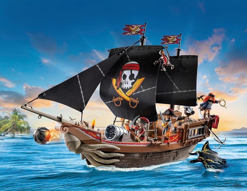 71530 Bateau Pirates - Prenez Le Large et embarquez pour Une Chasse au trésor en mer aux côtés des Pirates - Comprenant des canons, des projectiles et Un Ancre - Pirates - Dès 4 Ans