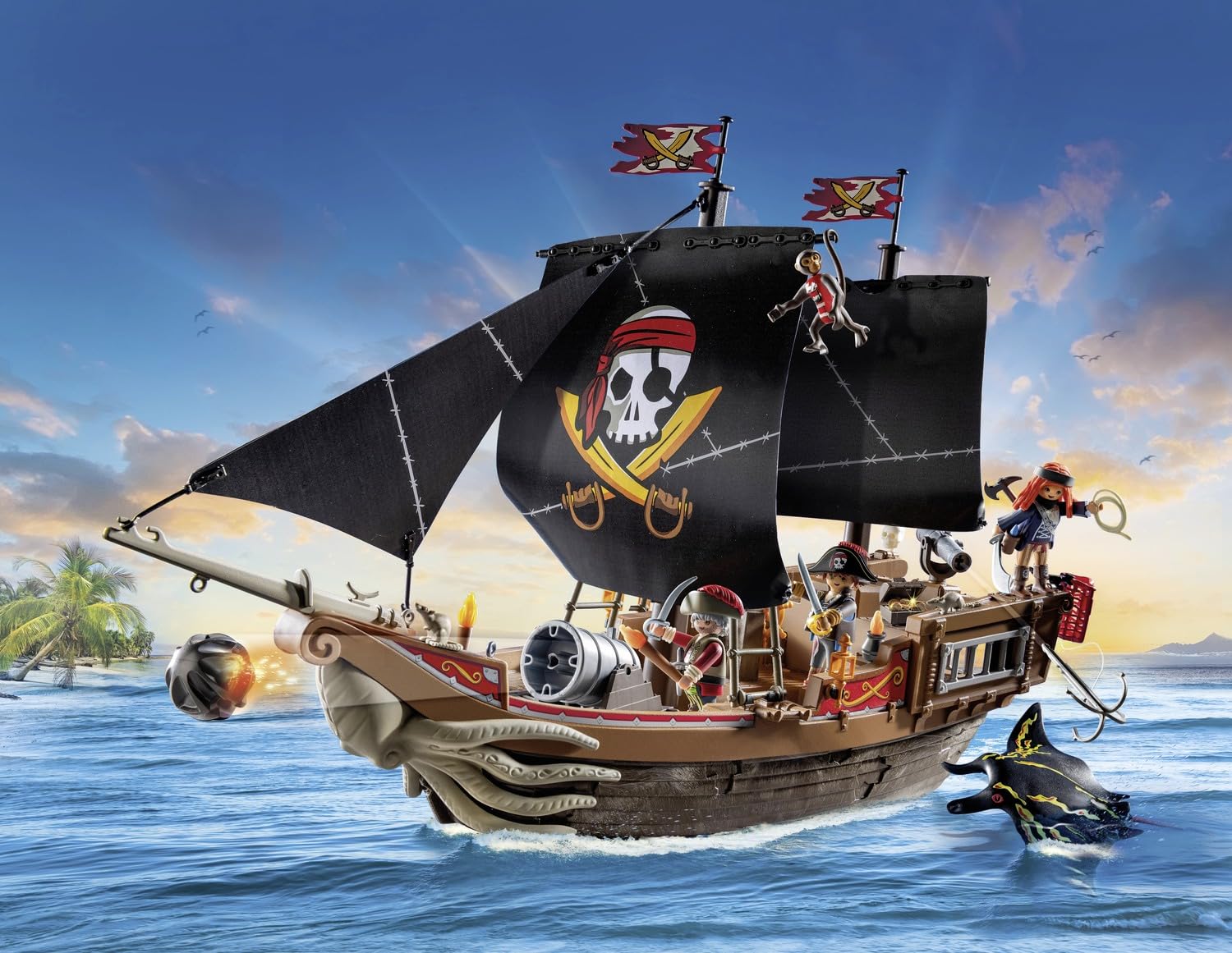 PLAYMOBIL Pirates 71530 Großes Piratenschiff, aufregende Seeschlachten und geheime Schatzsuchen auf hoher See, inklusive Kanonen, Geschossen und Anker, detailreiches Spielzeug für Kinder ab 4 Jahren 3