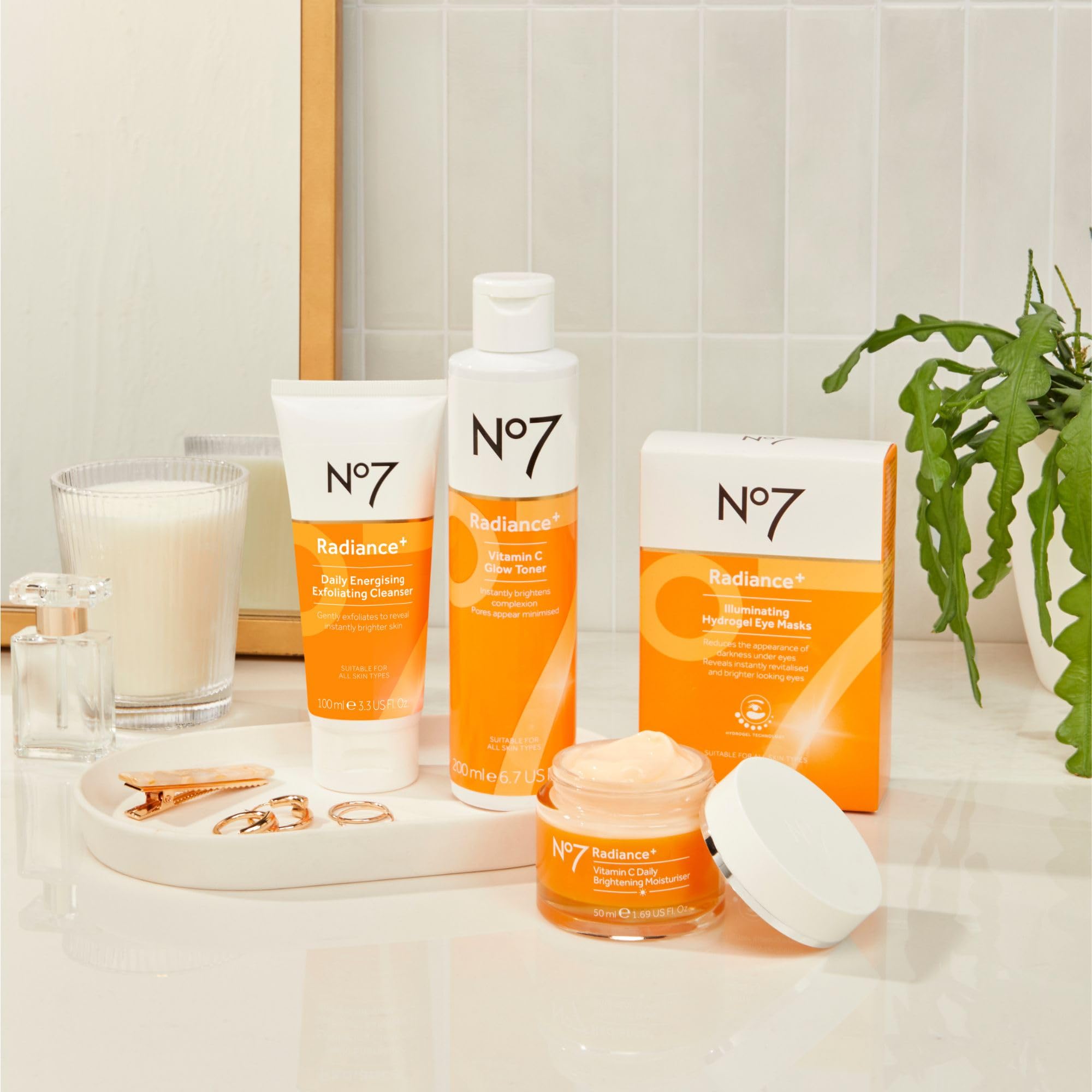 No7 Radiance+ Roll & Glow Eye Cream - Reviving & Illuminating Under Eye Roller - Color Correcting Vitamin C + Caffeine Cream for Dark Circles, Puffiness & Dullness (15ml)