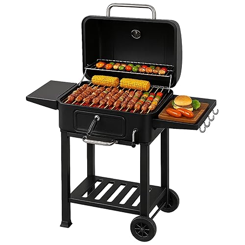 Large BBQ Charcoal Grill Outdoor: Barbecue and Smokers Barrel Oil Drum Grill for Garden Backyard Cooking