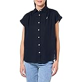 Nautica Womens Linen Blend Short Sleeve Button Through Shirt