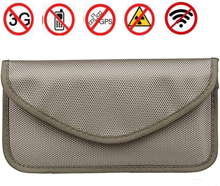 RFID Signal Blocking Bag Anti-tracking Anti-spying Anti Radiation Key Pouch Signal Blocker Jammer Signal Shielding Wallet Case Faraday Bag for Cell Phone Privacy Protection and Car Key FOB (Kahaki)