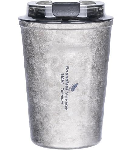 Titanium Vacuum Insulated Travel Tumbler - Double Wall, Ultralight, Keeps Drinks Cold 72 Hours, Gray