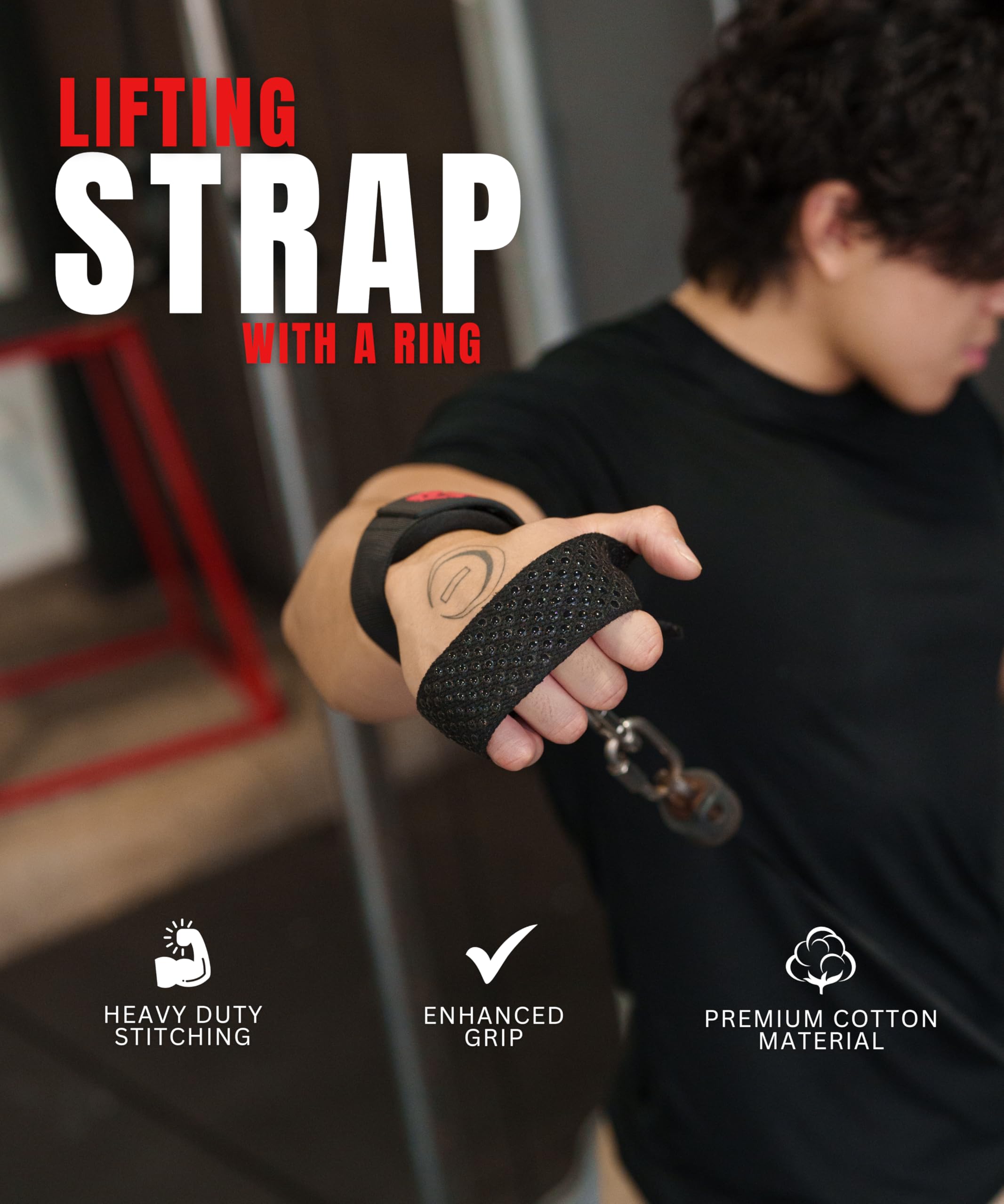 Ekkovision Weight Lifting Straps With Cuffed D Ring, Wrist Support for Men, Heavy Duty Thick Comfortable Lifting Straps, Secure Fit, Enhanced Grip, Straps for Weightlifting & Gym Training, Black