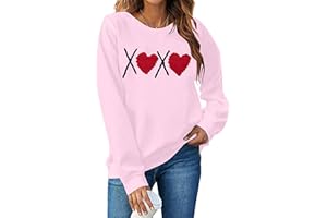 HEBBE Valentines Day Sweatshirts For Women Love Sweatshirt Cute Heart Graphic Sweater Casual Patch Pullover Tops