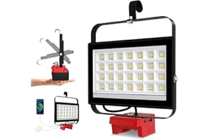 T-SUNICEM Cordless LED Work Light for Milwaukee 18V Battery, 100W 10000LM Flashlight, Flood Light for m18 Battery with USB & Type-C Charging and 140°Pivoting Head for Jobsite, Garage, Camping, Emergency