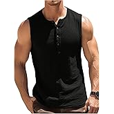 OYOANGLE Men's Half Button Sleeveless Tank Top Crew Neck Street Shirt Casual Going Out Tops