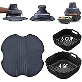 DBNESS 2 PCS Silicone Air Fryer Liners for Ninja Crispi 4 QT & 6 Cup Containers, Anti-Slip Silicone Heat Resistant Mat, Reusa
