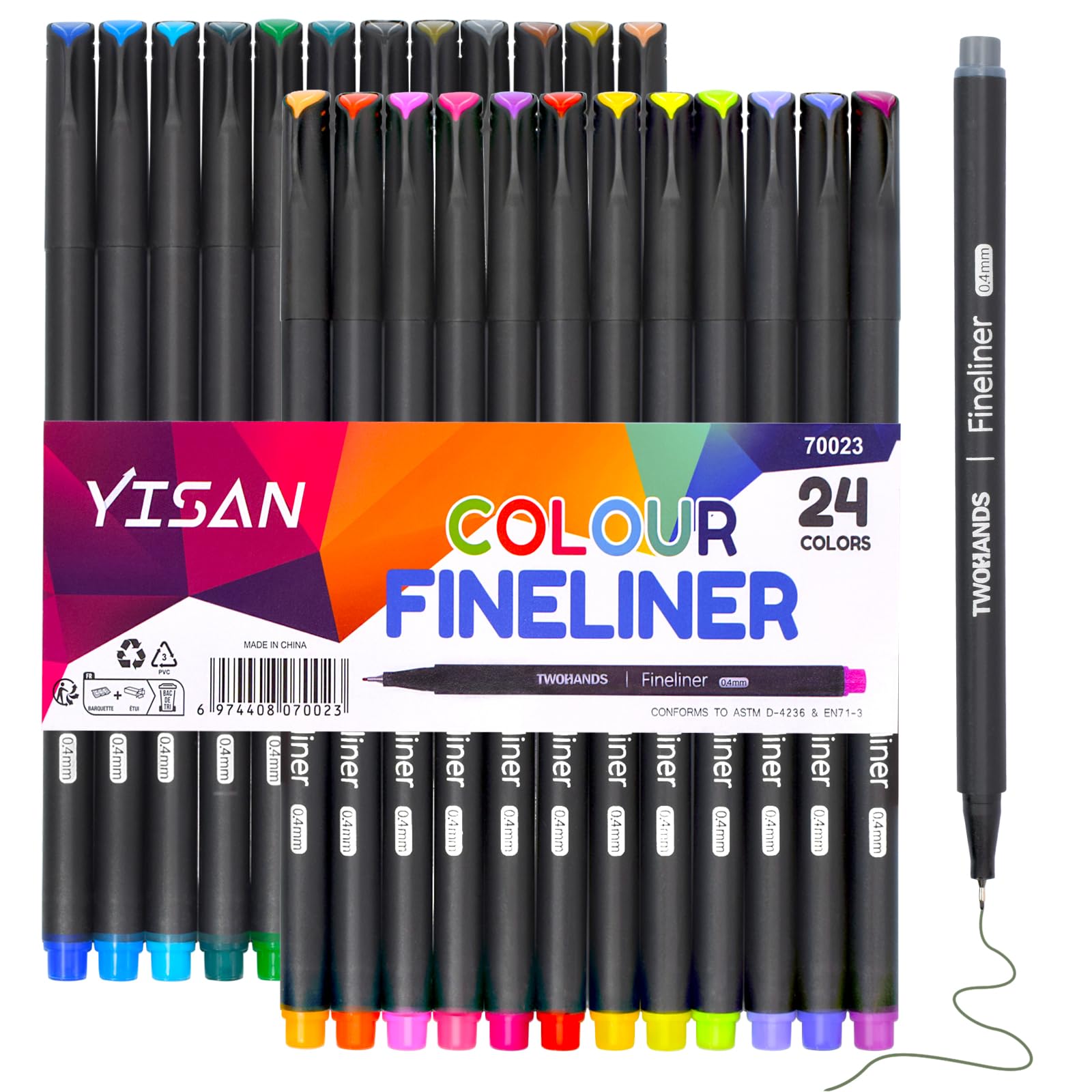 YISAN Journal Pens,Fineliner Set,Journaling Coloured Markers Fine Tip for Drawing,Note Taking,Colouring, Art Supplies,No Bleed,70023