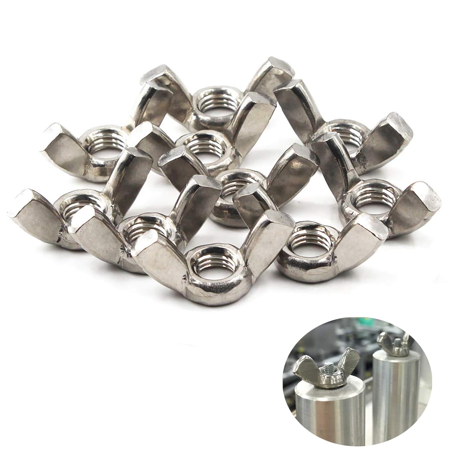 Yeenano 50pcs M6 Stainless Steel Wing Nuts