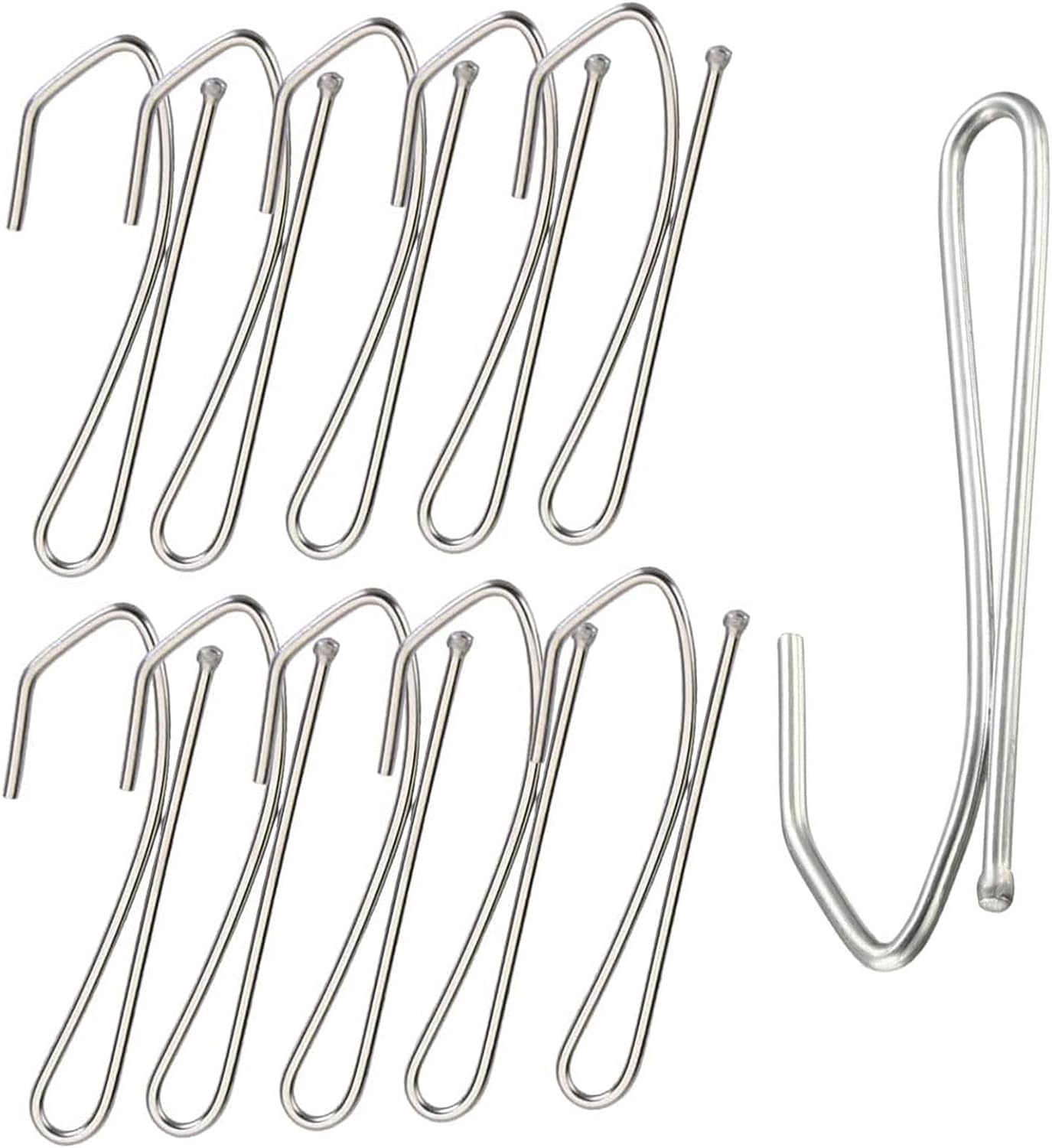 TOP-VIGOR 50Pcs Metal Curtain Hooks, Pinch Pleat Curtain Hooks, Pins-On Drapery Hooks for Shower Curtain, Window Curtain and Door Curtain