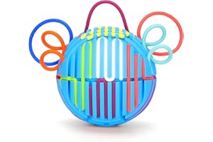 PushGoGo Silicone Sensory Activity Ball,Spherical Six-Sided Sensory Activity Board,Fidget Toy for Calming, Stress, Anxiety, ADHD & Autism,Kids 3+ & Adults,with 20 Strings