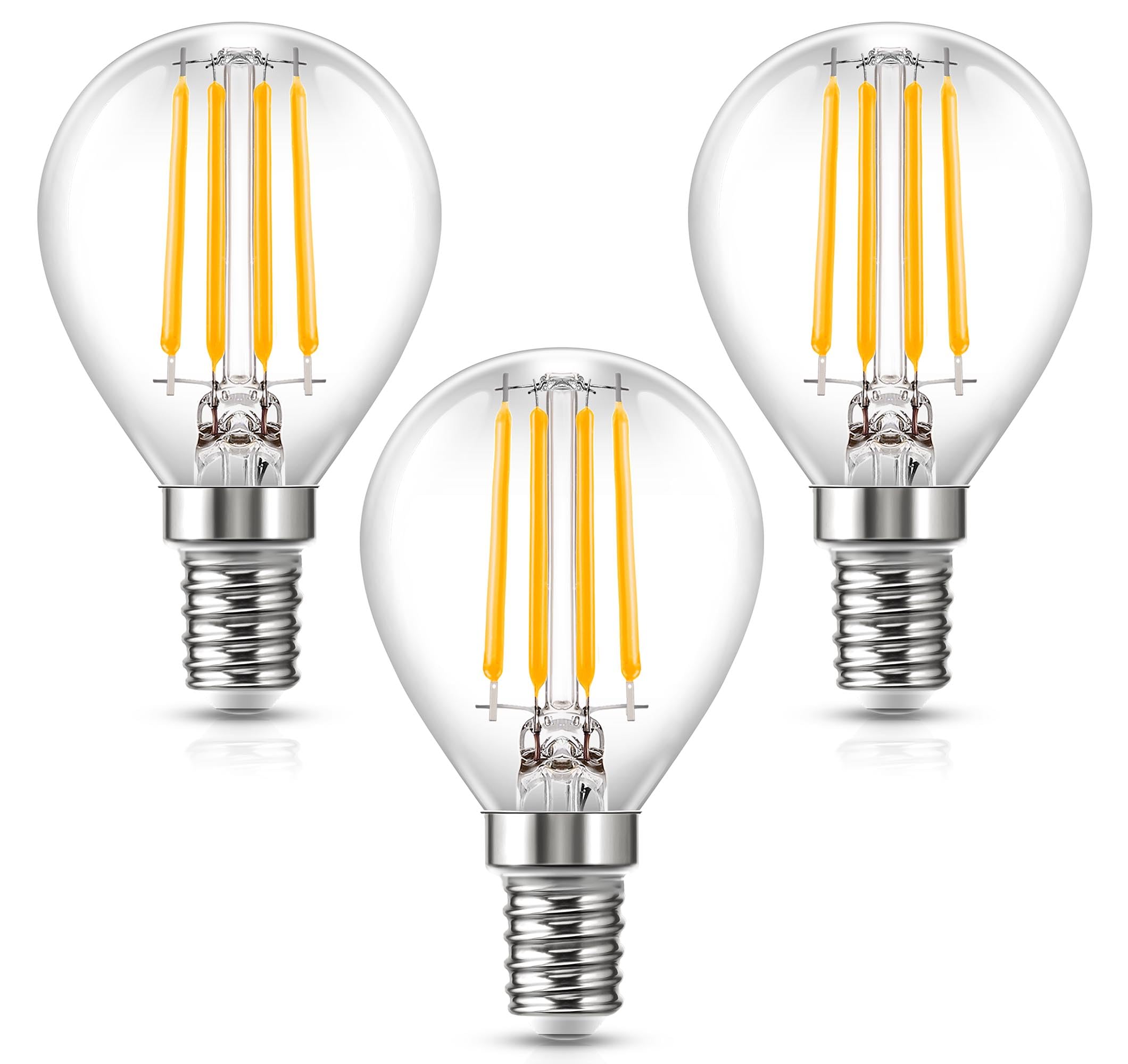 Flaspar E14 LED Light Bulb, 4W Small Edison Screw Filament Bulbs 40W Equivalent, 2700K Warm White, G45 Golf Ball SES Globe Bulb, 3Pack — image 1