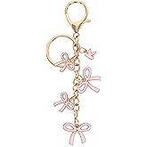 Popizard Bow Purse Charms Keychain - Pink Bow Alphabet Letter Key Chain, Bag Charms Wallet