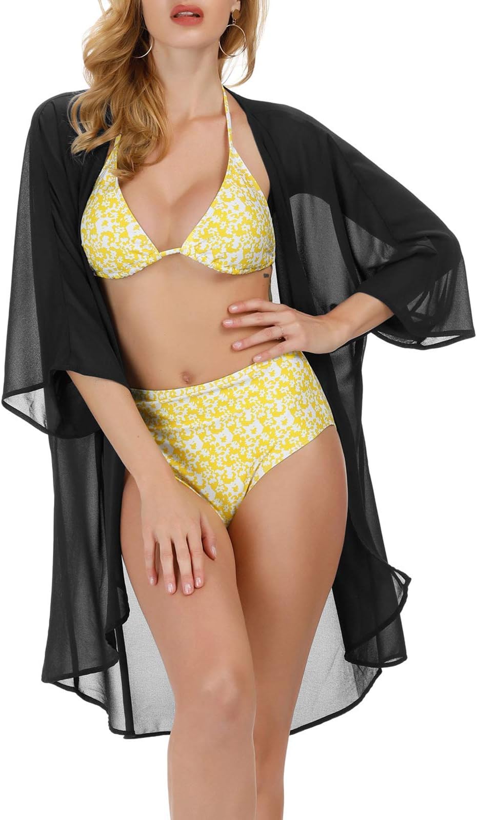 Women's Chiffon Loose Kimono Cardigan Swimsuit Cover Ups Bikini Beachwear