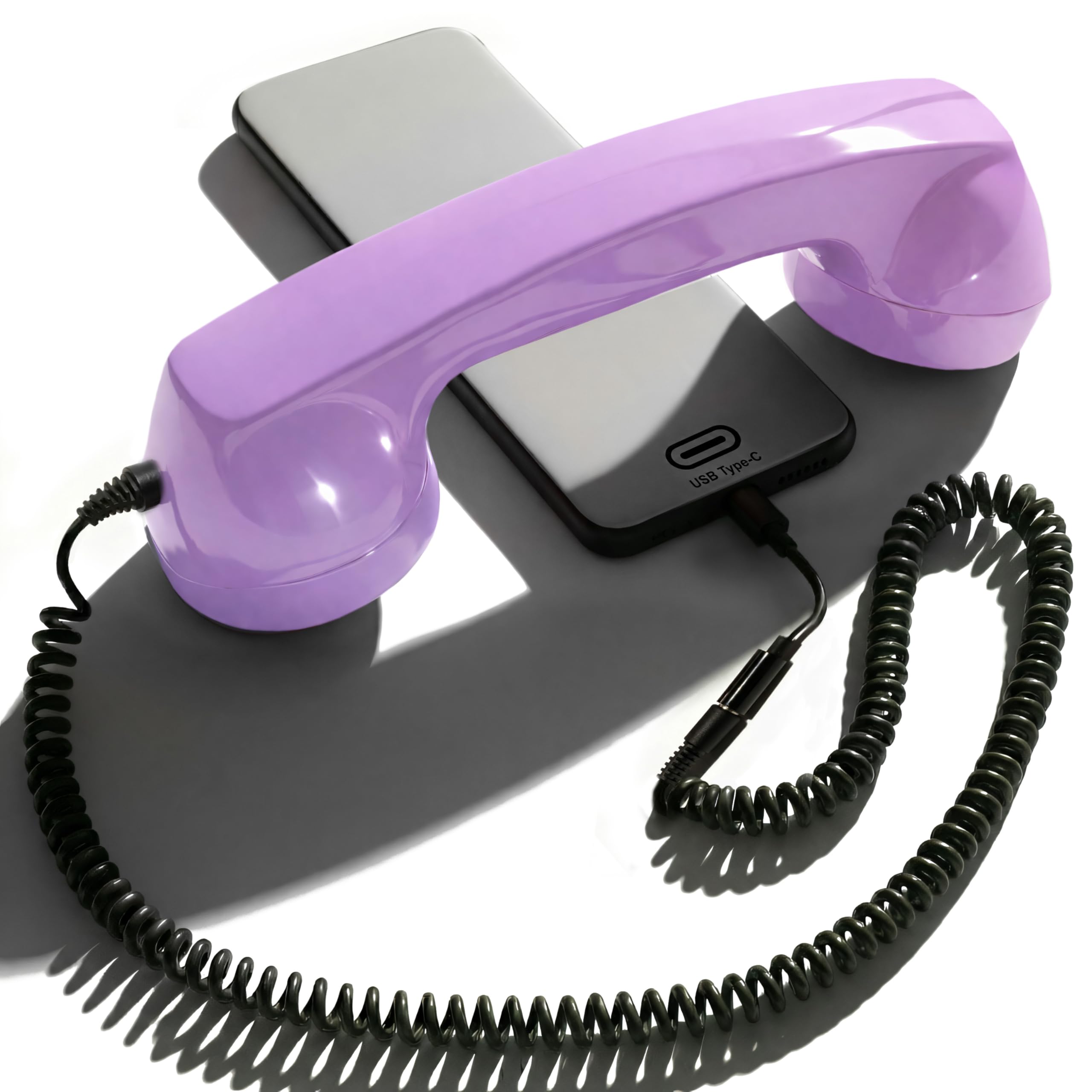 Opis Technology 60s Micro USB-C Edition: Retro Telephone Handset for Mobile Phones & Smartphones, Corded Phone Receiver with 3.5 mm Plug & USB-C for Android, Tablets & Computers (Pink) โ image 1