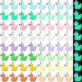 Augshy 64 Pcs Mini Ducks Charms Luminous Resin Ducks Glow in The Dark Duck Beads Tiny Duck Pendant for DIY Bracelet Necklace Jewelry Making Party Supplies, 0.6*0.8inch